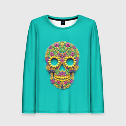 Лонгслив женский Цветочный череп, цвет: 3D-принт