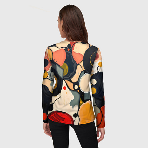 Женский лонгслив Абстракция с кругами и краской / 3D-принт – фото 4