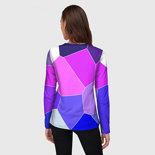 Женский лонгслив Сине-розовый крупные фрагменты / 3D-принт – фото 4