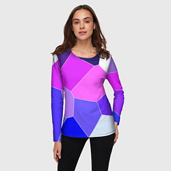Лонгслив женский Сине-розовый крупные фрагменты, цвет: 3D-принт — фото 2