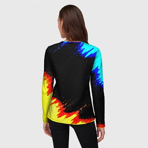 Женский лонгслив Monster energy огненные краски / 3D-принт – фото 4