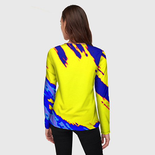 Женский лонгслив Cyberpunk краски неоновые / 3D-принт – фото 4