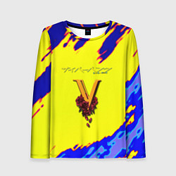 Лонгслив женский Cyberpunk краски неоновые, цвет: 3D-принт