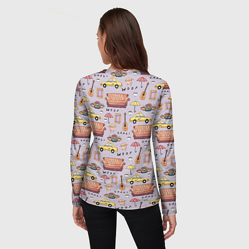 Женский лонгслив Друзья - паттерн / 3D-принт – фото 4