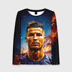 Лонгслив женский Криштиану Роналду в космосе, цвет: 3D-принт