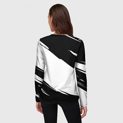 Женский лонгслив PUBG черно белые краски / 3D-принт – фото 4