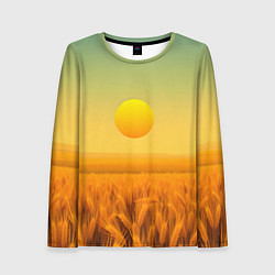 Лонгслив женский Закат над пшеничным полем, цвет: 3D-принт