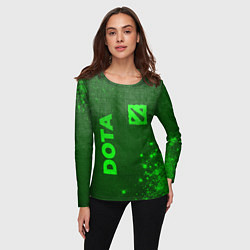 Лонгслив женский Dota - green gradient вертикально, цвет: 3D-принт — фото 2