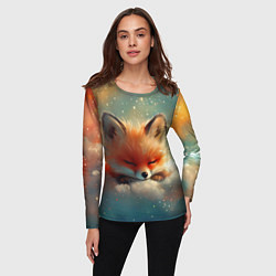 Лонгслив женский Лисенок спит на облаке, цвет: 3D-принт — фото 2