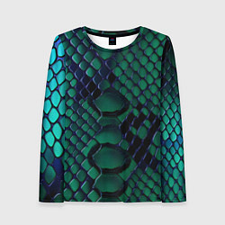Лонгслив женский Бирюзовая змеиная кожа, цвет: 3D-принт