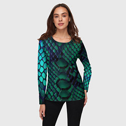 Лонгслив женский Бирюзовая змеиная кожа, цвет: 3D-принт — фото 2
