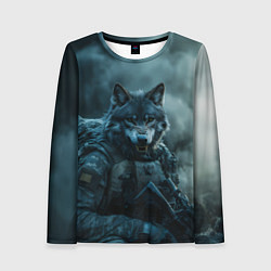 Лонгслив женский Волк солдат, цвет: 3D-принт