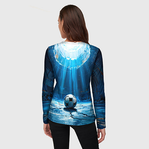Женский лонгслив Футбольный мяч в синем / 3D-принт – фото 4