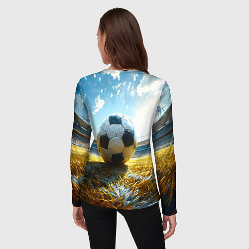 Женский лонгслив Футбольный мяч на стадионе / 3D-принт – фото 4