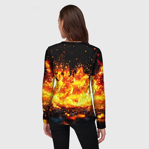 Женский лонгслив Футбольный мяч в огне / 3D-принт – фото 4