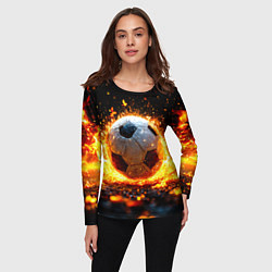 Лонгслив женский Футбольный мяч в огне, цвет: 3D-принт — фото 2