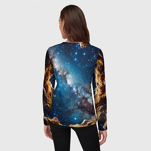 Женский лонгслив Футбольный мяч в космосе / 3D-принт – фото 4