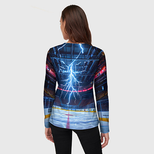 Женский лонгслив Удар молнии в хоккейную площадку / 3D-принт – фото 4