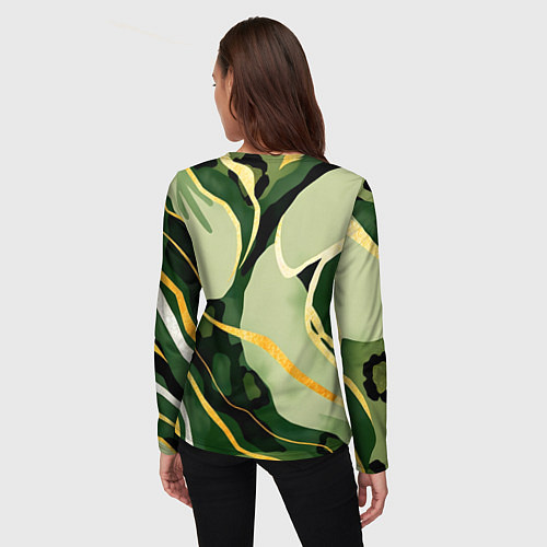 Женский лонгслив Зеленый природный паттерн / 3D-принт – фото 4