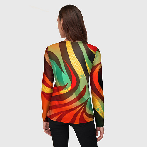 Женский лонгслив Жаркая полосатая абстракция / 3D-принт – фото 4