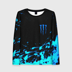 Лонгслив женский Monster energy голубые краски, цвет: 3D-принт