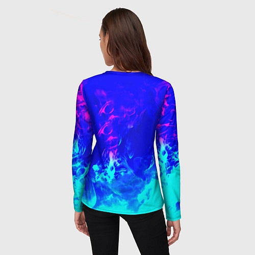 Женский лонгслив Monster energy дым неоновый / 3D-принт – фото 4