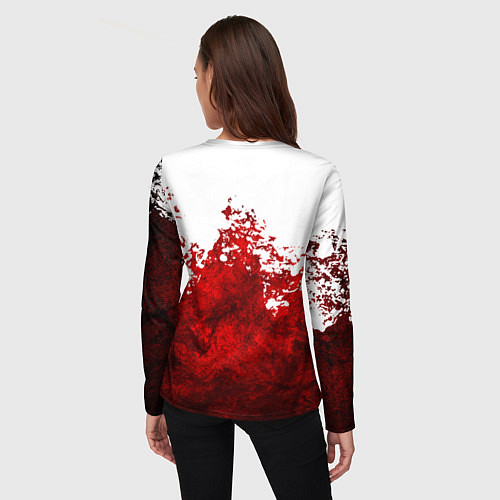 Женский лонгслив Юрий Хой бело-красный фон / 3D-принт – фото 4