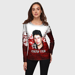 Лонгслив женский Юрий Хой бело-красный фон, цвет: 3D-принт — фото 2