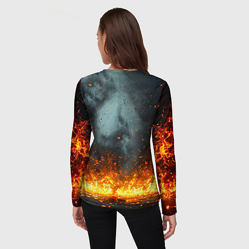 Женский лонгслив Кунг-фу боец в огне / 3D-принт – фото 4