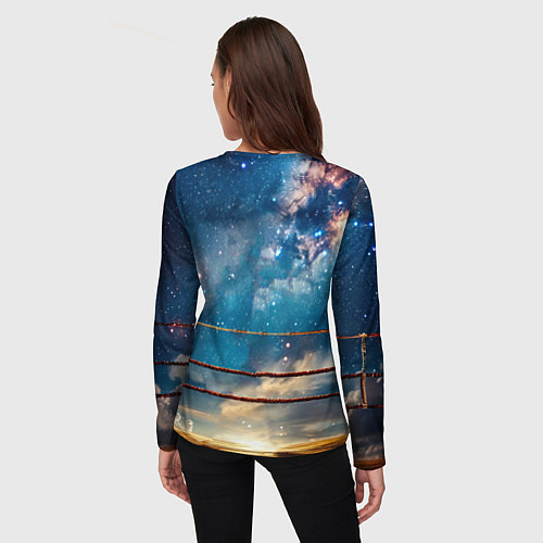 Женский лонгслив Тайский боксер в космосе / 3D-принт – фото 4