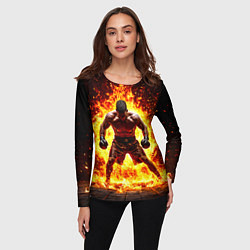 Лонгслив женский Боксер в огне, цвет: 3D-принт — фото 2
