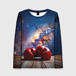 Лонгслив женский Боксерские перчатки в космосе, цвет: 3D-принт