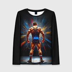 Лонгслив женский Греко-римский борец на черном, цвет: 3D-принт