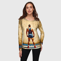 Лонгслив женский Греко-римский борец на бежевом, цвет: 3D-принт — фото 2