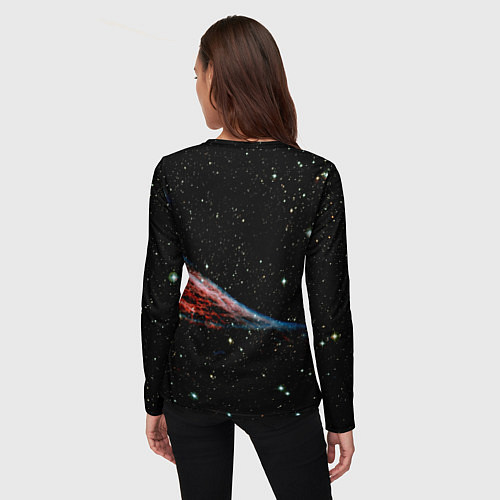 Женский лонгслив Котёнок космонавт в открытом космосе / 3D-принт – фото 4