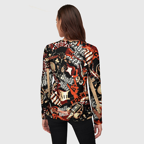 Женский лонгслив Nirvana Kurt Cobain на фоне гитар / 3D-принт – фото 4