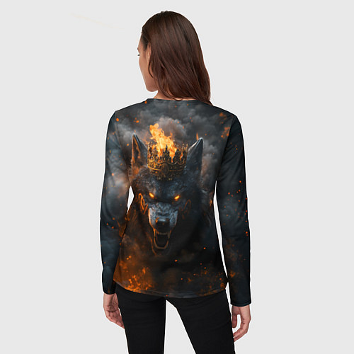 Женский лонгслив Волк в огне / 3D-принт – фото 4