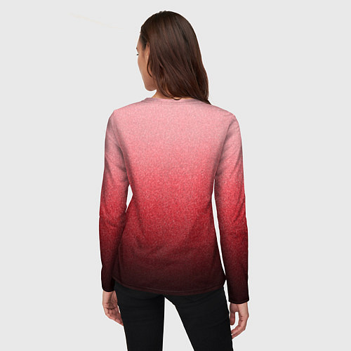 Женский лонгслив Мягкий градиент красно-розовый текстура крошка / 3D-принт – фото 4