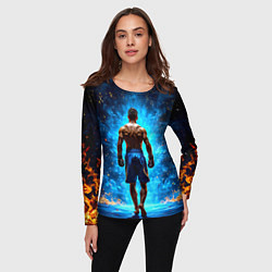 Лонгслив женский Кикбоксер в огне, цвет: 3D-принт — фото 2