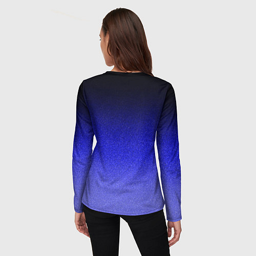 Женский лонгслив Градиент индиго из чёрно в синий текстура крошка / 3D-принт – фото 4