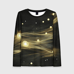 Лонгслив женский Золотистый свет на черной текстуре, цвет: 3D-принт