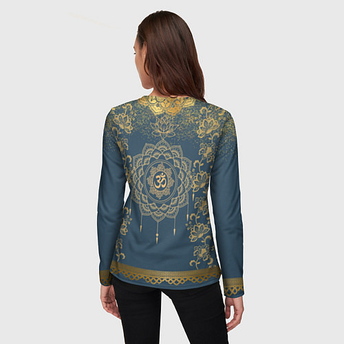 Женский лонгслив Слон лотос и золотая мандала / 3D-принт – фото 4