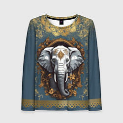 Женский лонгслив Слон лотос и золотая мандала