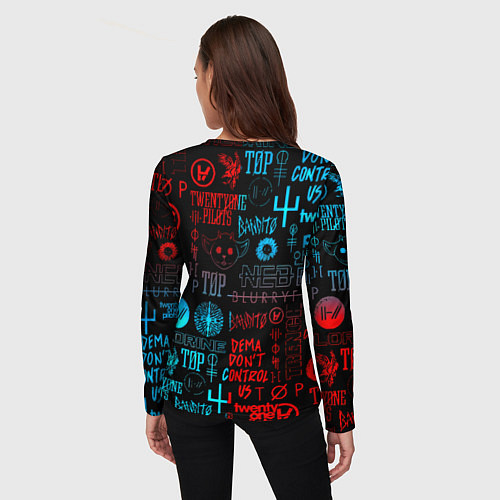 Женский лонгслив Twenty one pilots rock pattern / 3D-принт – фото 4
