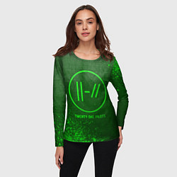 Лонгслив женский Twenty One Pilots - green gradient, цвет: 3D-принт — фото 2