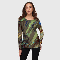 Лонгслив женский Абстракция тон хаки, цвет: 3D-принт — фото 2
