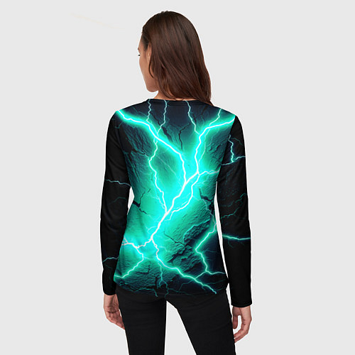Женский лонгслив Color light blue black / 3D-принт – фото 4
