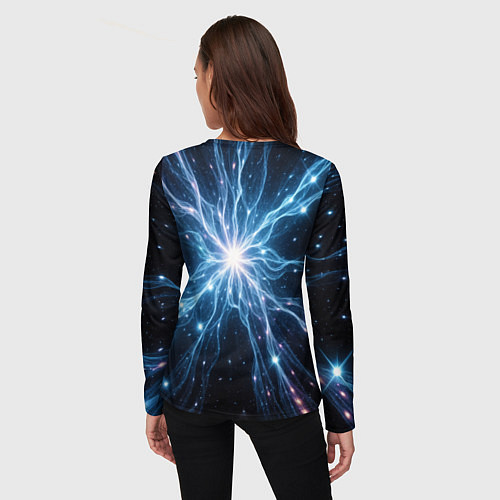 Женский лонгслив Всплеск света и звезды - космическая абстракция / 3D-принт – фото 4