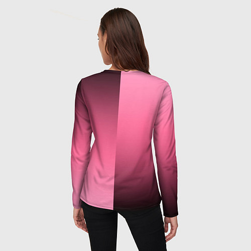 Женский лонгслив Розовый с затемнением градиент пополам / 3D-принт – фото 4