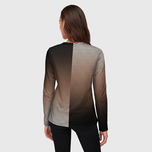 Женский лонгслив Чёрно-коричневый текстурный градиент пополам / 3D-принт – фото 4